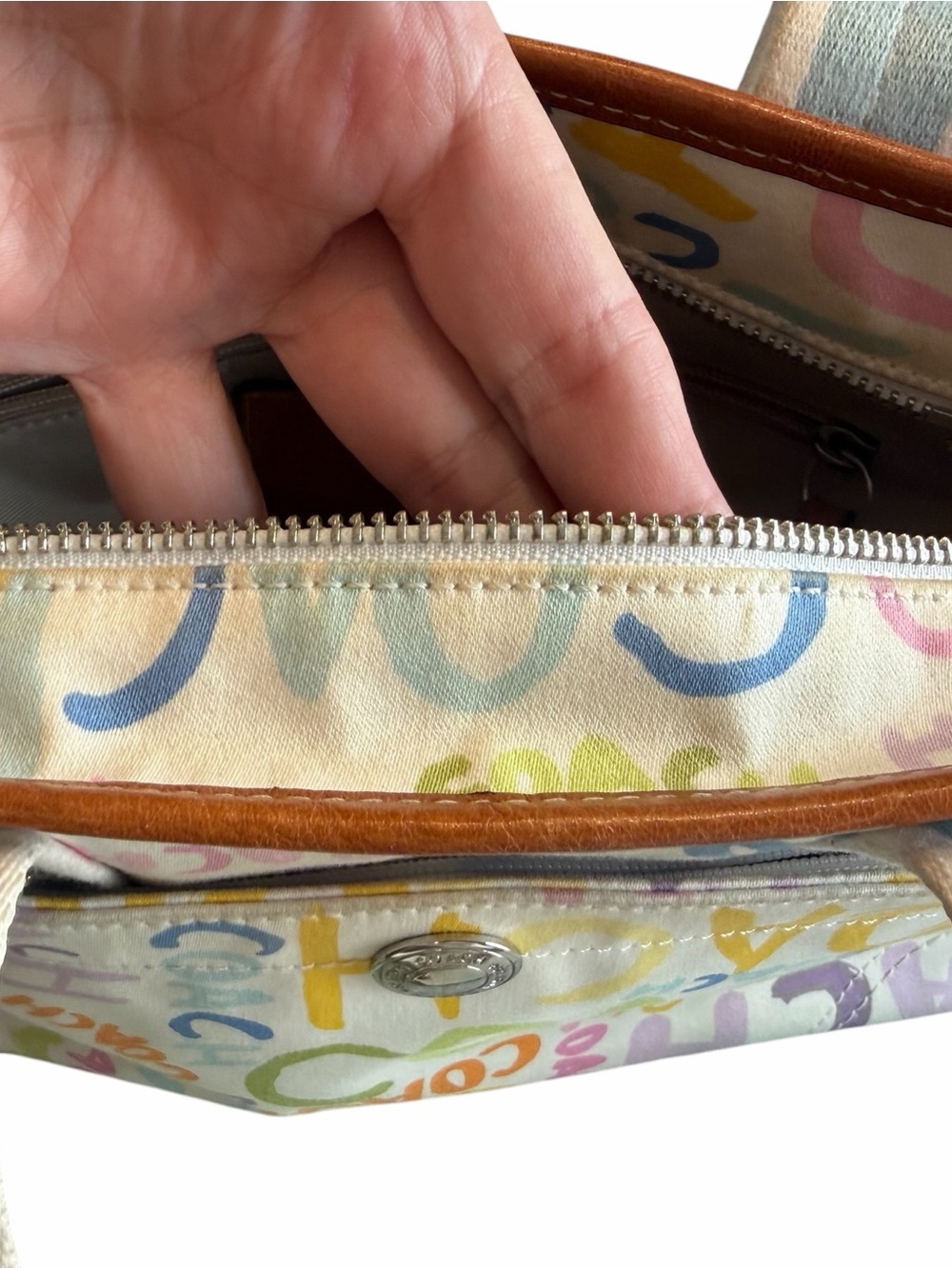 Coach Scribble Pastel Signature Satchel Multi Color - Picture 10 of 16